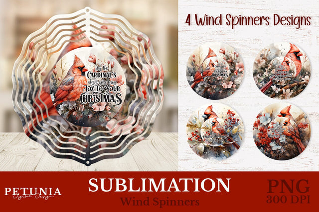 Cardinal Wind Spinner | Christmas Wind Spinner Sublimation Design Sublimation Petunia Digital Design 