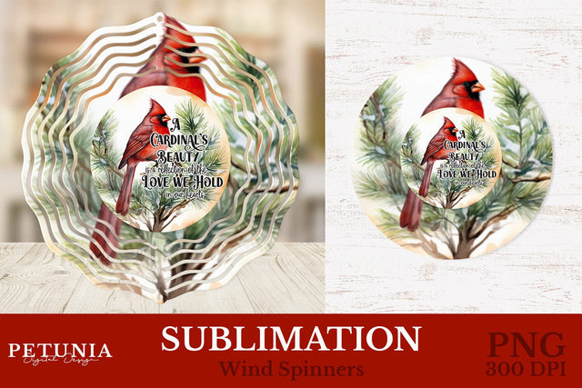 Cardinal Wind Spinner | Christmas Wind Spinner Sublimation Design Sublimation Petunia Digital Design 