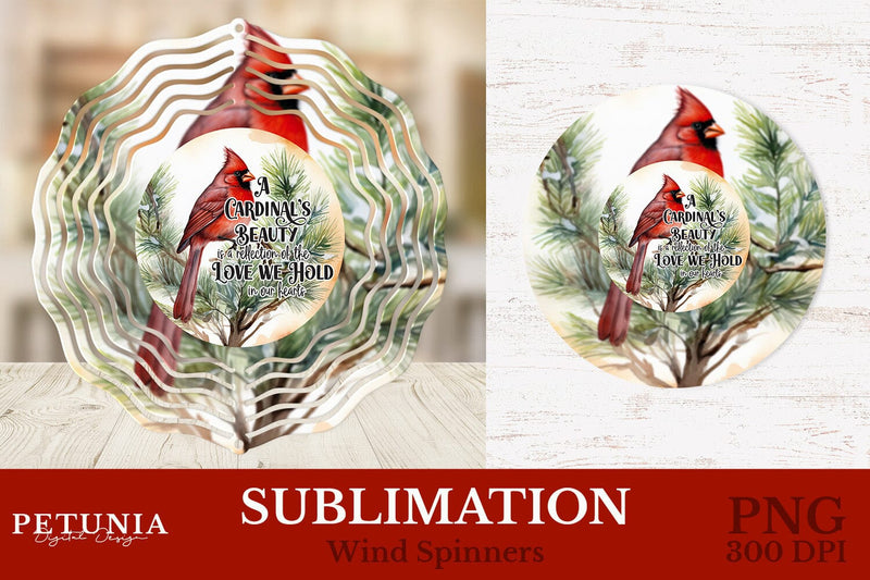 Cardinal Wind Spinner | Christmas Wind Spinner Sublimation Design Sublimation Petunia Digital Design 