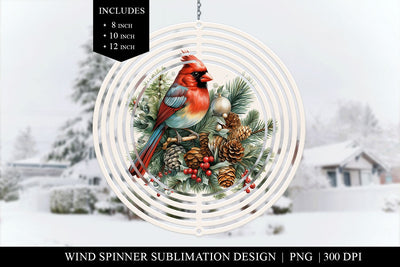 Cardinal Wind Spinner Sublimation Design PNG Sublimation BijouBay 