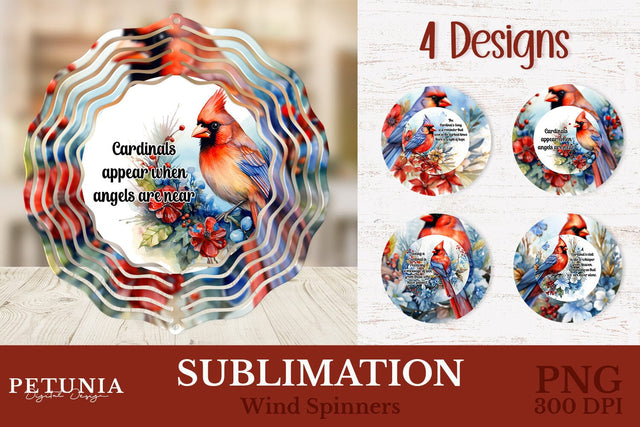 Cardinal Wind Spinner | Wind Spinner Sublimation Design Sublimation Petunia Digital Design 