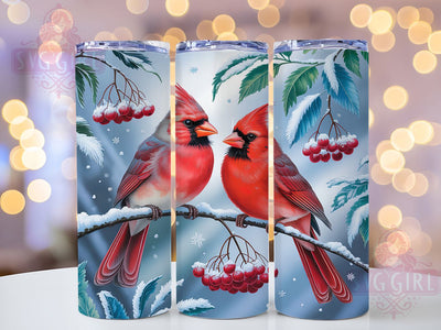 Cardinal Winter Christmas Tumbler, Festive Bird Sublimation Design, Holiday Cardinal Art, 20oz Winter Tumbler, Whimsical Holiday Mug, Elegant Cardinal Cup, Snowy Bird Wrap Sublimation SvggirlplusArt 