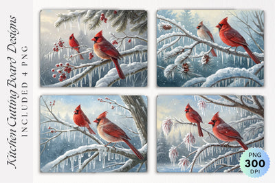 Cardinals Amidst Icicles and Snow Cutting Board Sublimation Regulrcrative 