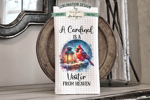 Cardinals and Lanterns | Christmas Kitchen Towel Sublimation Sublimation Ewe-N-Me Designs 