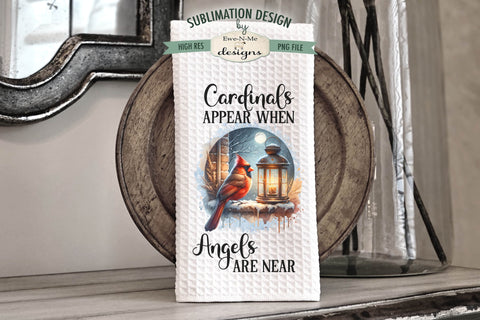 Cardinals and Lanterns | Christmas Kitchen Towel Sublimation Sublimation Ewe-N-Me Designs 