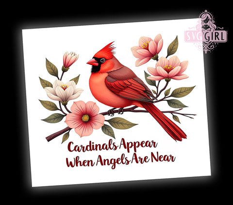 Cardinals, Angels, Tumbler Wrap, 20oz Tumbler, Sublimation Design, Gift for Nature Lovers, Inspirational Drinkware Sublimation SvggirlplusArt 