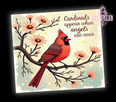 Cardinals, Angels, Tumbler Wrap, 20oz Tumbler, Sublimation Design, Gift for Nature Lovers, Inspirational Drinkware Sublimation SvggirlplusArt 