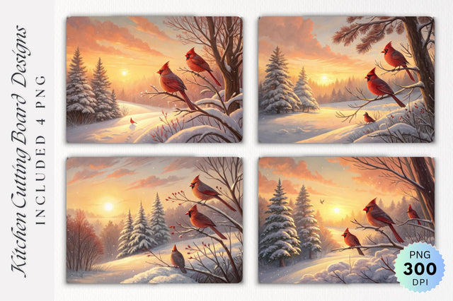 Cardinals at Sunrise Cutting Board Sublimation Regulrcrative 