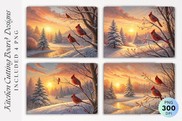 Cardinals at Sunrise Cutting Board Sublimation Regulrcrative 