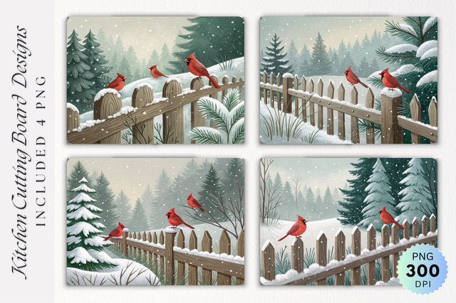 Cardinals by the Snowy Fence A Winter Serenade Cutting Board Sublimation Regulrcrative 