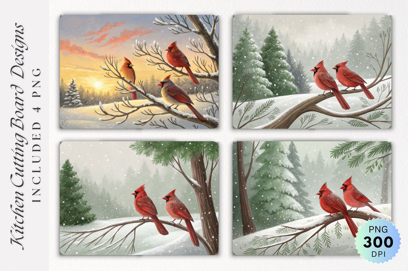 Cardinals in Snow Cutting Board Sublimation Regulrcrative 