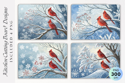 Cardinals on a Frosty Cutting Board Sublimation Regulrcrative 