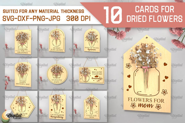 Cards For Dried Flowers SVG Bundle. Greeting Cards Laser Cut SVG Evgenyia Guschina 