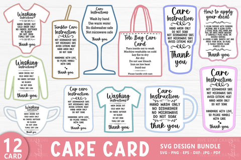 Care Card Bundle, Care Instructions, Care Instructions SVG Design SVG FiveStarCrafting 