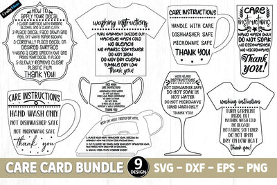Care Card Bundle Care Instructions SVG Dxf Png Jpg Eps SVG Crafty Ideas 