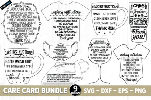 Care Card Bundle Care Instructions SVG Dxf Png Jpg Eps SVG Crafty Ideas 