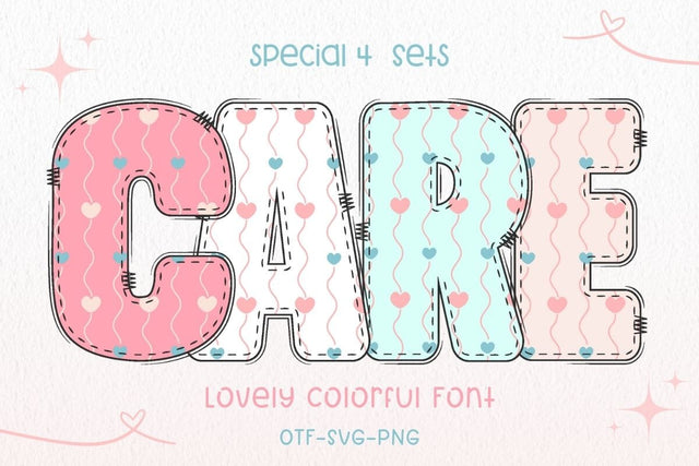 Care - Colorful Font Font AnningArts Design 