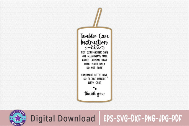 Care Instructions Tumblers SVG SVG FiveStarCrafting 