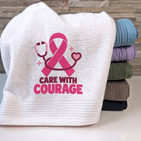 Care With Courage Breast Cancer Embroidery Design – Pink Ribbon Stethoscope Nurse Awareness Machine Embroidery File Embroidery/Applique DESIGNS PatternFeed8 