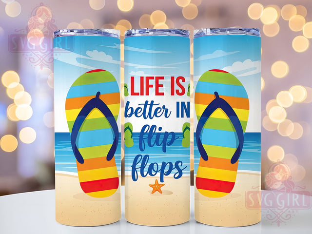 Carefree Coast Life Flip Flops Tumbler, Beach Life PNG, Summer Tumbler Wrap, Life In Flip Flops Wrap, 20oz Skinny Tumbler, Ocean Vibes Sublimation, Tropical Beach Tumbler Sublimation SvggirlplusArt 