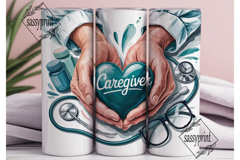 Caregiver 20oz Tumbler Wrap Sublimation sassyprint 