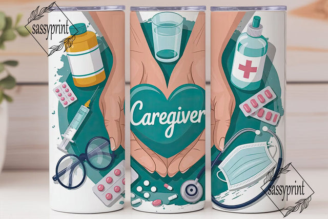 Caregiver 20oz Tumbler Wrap Sublimation sassyprint 