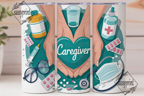Caregiver 20oz Tumbler Wrap Sublimation sassyprint 