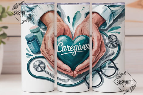 Caregiver 20oz Tumbler Wrap Sublimation sassyprint 