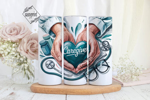 Caregiver 20oz Tumbler Wrap Sublimation sassyprint 