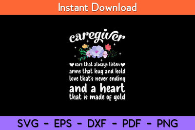 Caregiver Ears That Hug And Love A Heart Of Gold Svg Design SVG artprintfile 