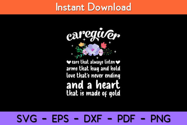 Caregiver Ears That Hug And Love A Heart Of Gold Svg Design SVG artprintfile 