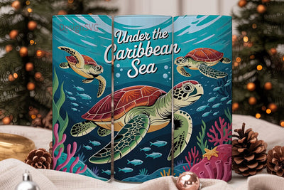 Caribbean Sea Turtle 20oz Tumbler Wrap Sublimation DesignSVG 
