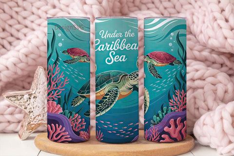 Caribbean Sea Turtle 20oz Tumbler Wrap Sublimation DesignSVG 