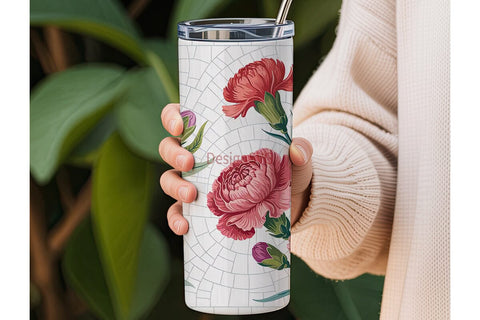 Carnation Bouquet 20oz Tumbler Wrap Sublimation DesignSVG 