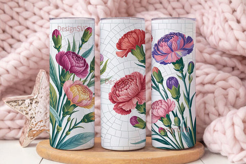 Carnation Bouquet 20oz Tumbler Wrap Sublimation DesignSVG 