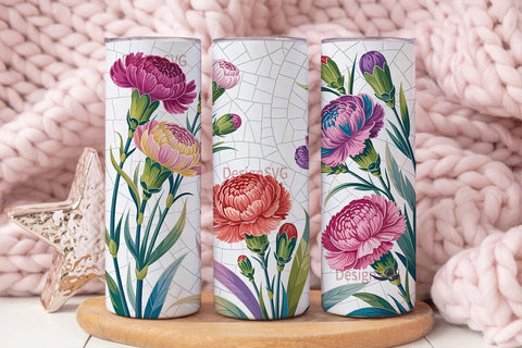 Carnation Bouquet 20oz Tumbler Wrap Sublimation DesignSVG 