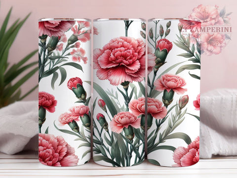 Carnation Floral 20oz Tumbler Wrap PNG, Carnations Tumbler Png, Straight & Tapered Tumbler Wrap, Instant Digital Download Sublimation Li Zamperini 