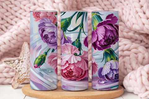 Carnation Floral 20oz Tumbler Wrap Sublimation DesignSVG 