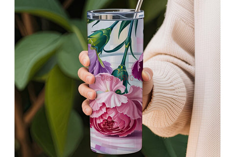 Carnation Floral 20oz Tumbler Wrap Sublimation DesignSVG 