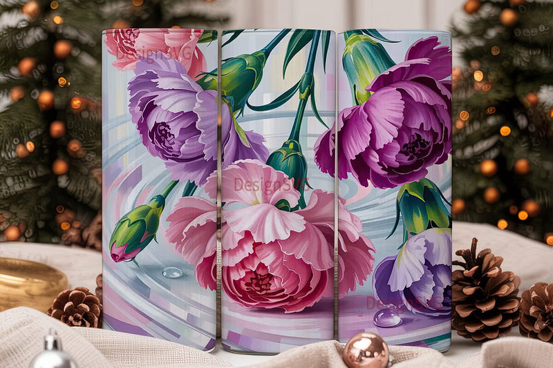 Carnation Floral 20oz Tumbler Wrap Sublimation DesignSVG 