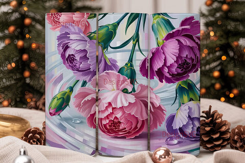 Carnation Floral 20oz Tumbler Wrap Sublimation DesignSVG 