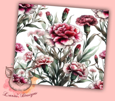 Carnation Flower 20oz Tumbler Png, Straight & Tapered Tumbler Png, Carnations Tumbler Png, Digital Download PNG Sublimation Lara' s Designs 