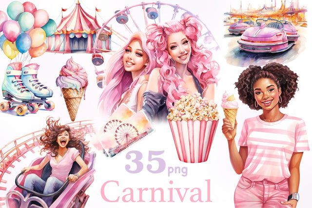 Carnival Clipart Bundle | Festival Illustration PNG SVG GlamArtZhanna 