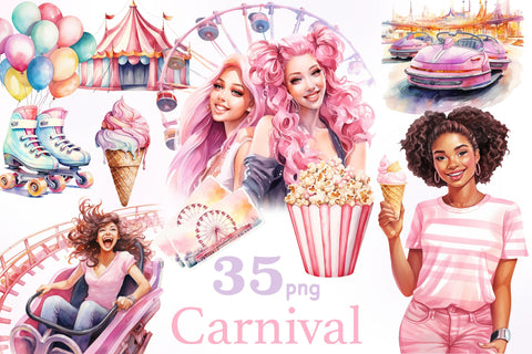 Carnival Clipart Bundle | Festival Illustration PNG SVG GlamArtZhanna 