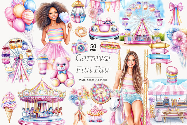 Carnival Clipart | Fair Summer Images | Amusement Park PNG SVG GlamArtZhanna 