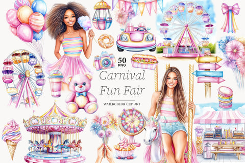 Carnival Clipart | Fair Summer Images | Amusement Park PNG SVG GlamArtZhanna 