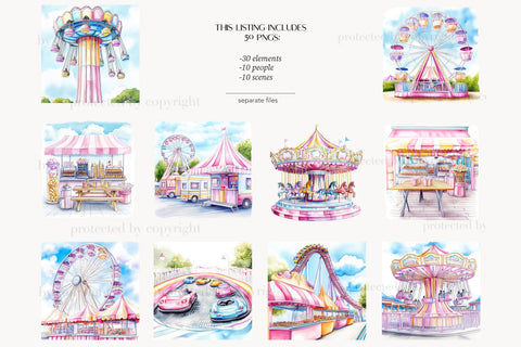 Carnival Clipart | Fair Summer Images | Amusement Park PNG SVG GlamArtZhanna 