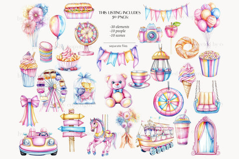 Carnival Clipart | Fair Summer Images | Amusement Park PNG SVG GlamArtZhanna 