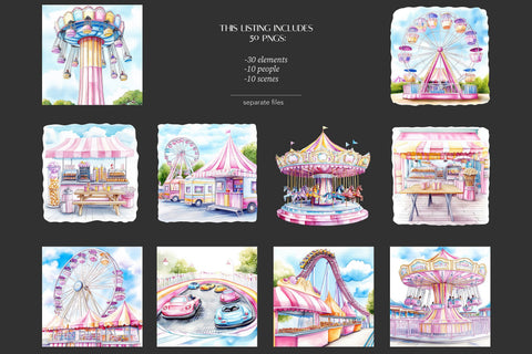 Carnival Clipart | Fair Summer Images | Amusement Park PNG SVG GlamArtZhanna 