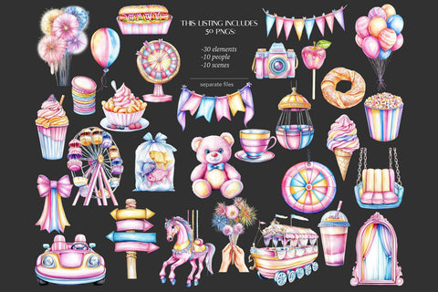 Carnival Clipart | Fair Summer Images | Amusement Park PNG SVG GlamArtZhanna 